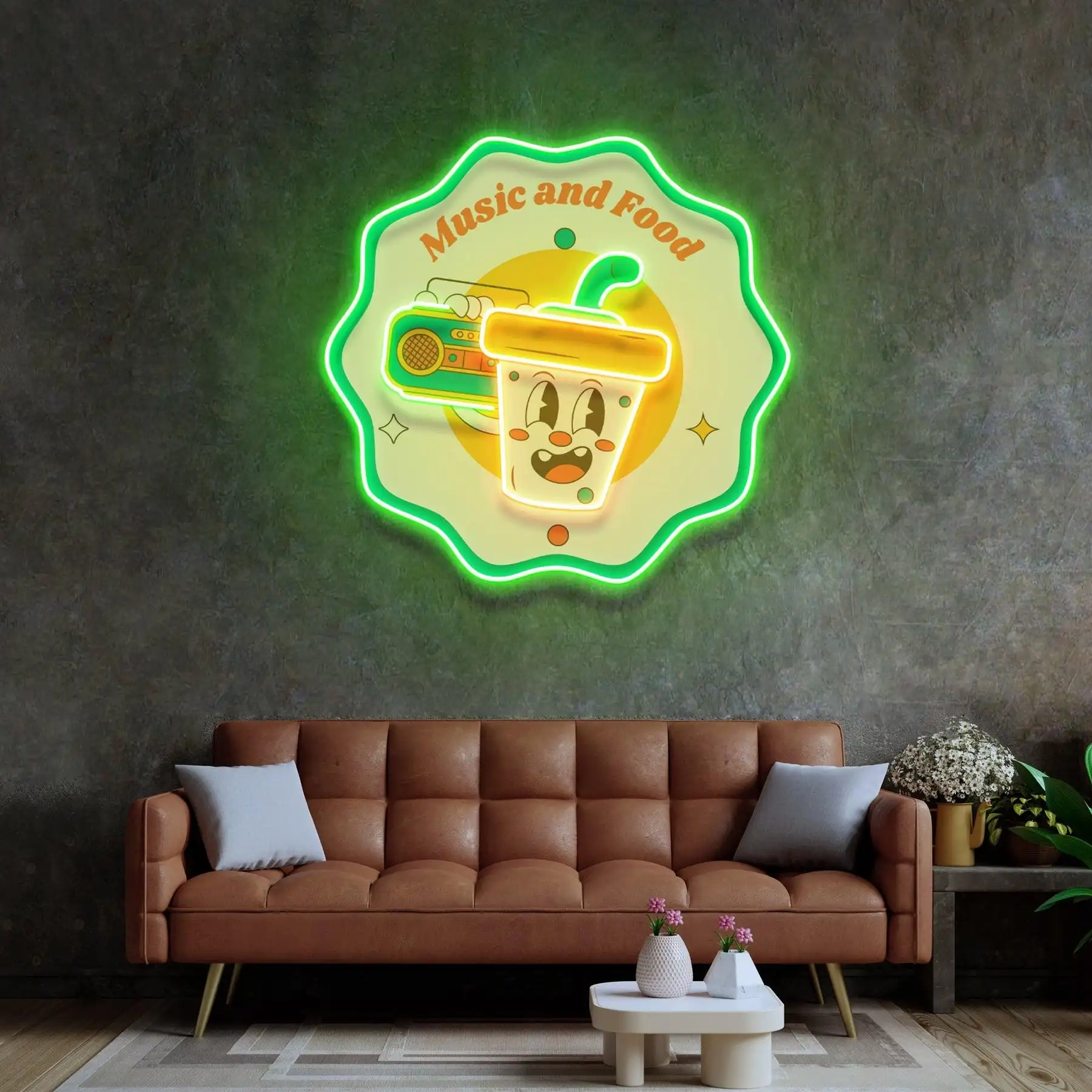 Music Food Led Neon Sign Acrylic Artwork Restaurants Business Shop Wall Decor UV Printed Drink Sign Children  Bedroom Night Sign