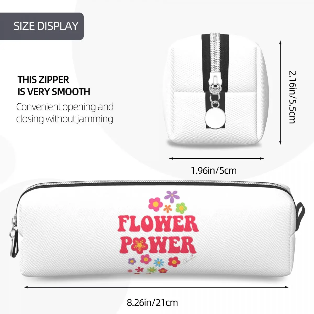 Colorful Flower Power Seamless Pattern Pencil Cases for Students Gifts Pen Box Pencil Bag Big Capacity Pencil Pouch Pen Holder