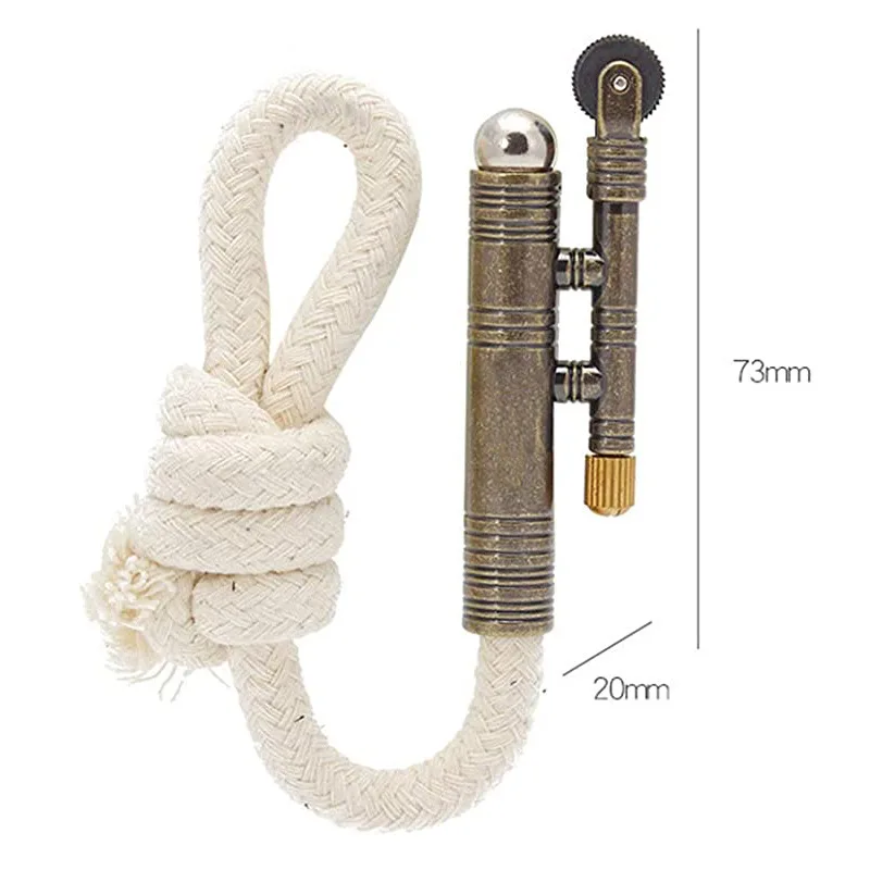 Metal Windproof Kerosene Lighter Portable Firewood Rope Outdoor Camping Survival Retro Lighter Personalized Creative Men\'s Gift