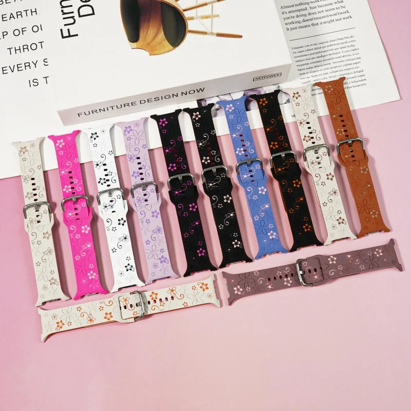 

Watch Band for Samsung Galaxy Watch8 Dual-Color Carved Strap for Watch8 Classic Engraved Strap Anti Slip Printing Watchband