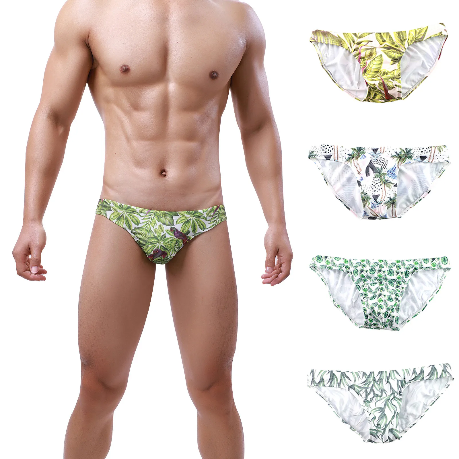 Men Swim Boxer Briefs Trunks Sexy Swimwear Beachwear Shorts Traditional Cut Swimsuit Surf Sunga Bikini cuecas zwembroek White