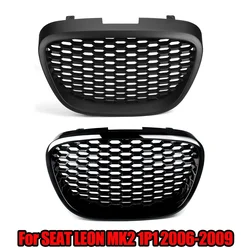 Gloss/Matte Black Front Honeycomb Grill Mesh Badgeless Grille For Seat Leon MK2 1P Altea Toledo Mk3 2004-2009 Front Bumper Grill