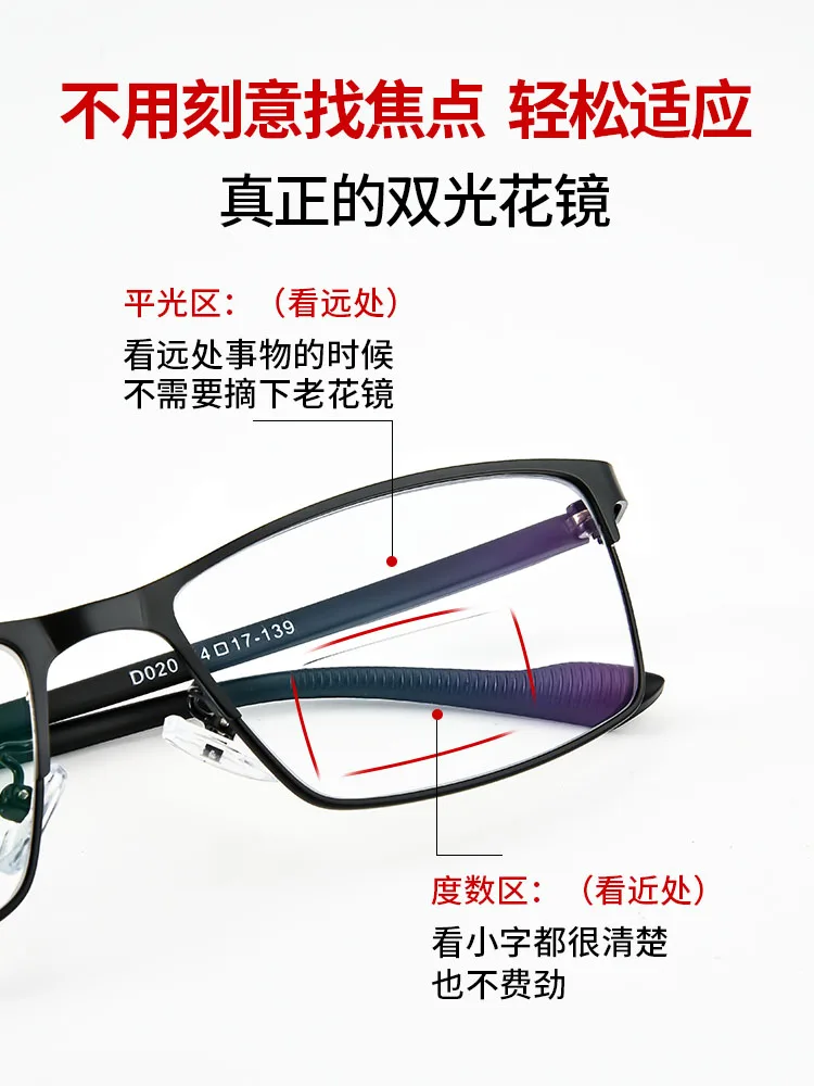 Presbyopic Smart Double-Light Glasses Anti-Blue Light Dual-Purpose Color Changing Automatic Adjustment Degree