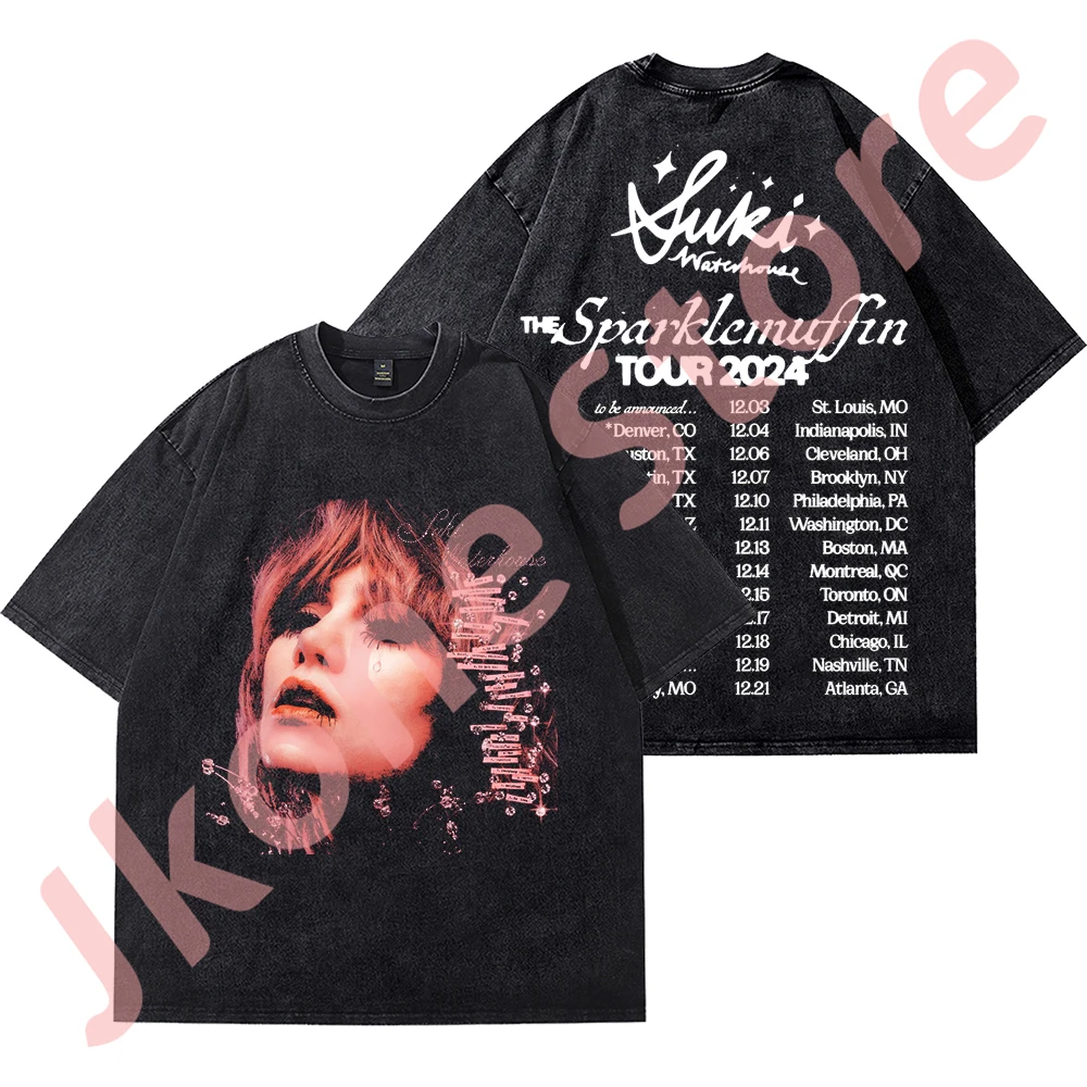 

Suki Waterhouse Sparklemuffin Tour 2024 Merch Vintage Wash Tee Cosplay Women Men Fashion Short Sleeve Cotton T-Shirts