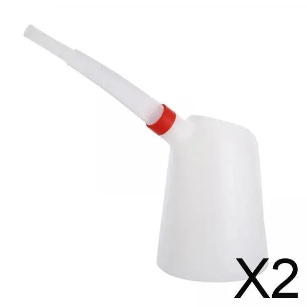 

2xOil Measuring Jug with Pouring Flexible Spout with Lid for Car Traveling 2L