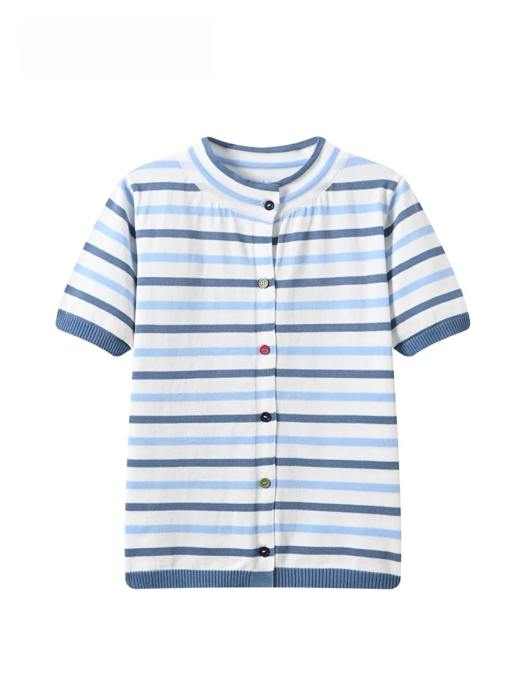

Cara CLUB plus Size Short Sleeve T-Shirt Women's Summer New Style Fashionable Youthful College Style Striped Top Trendy