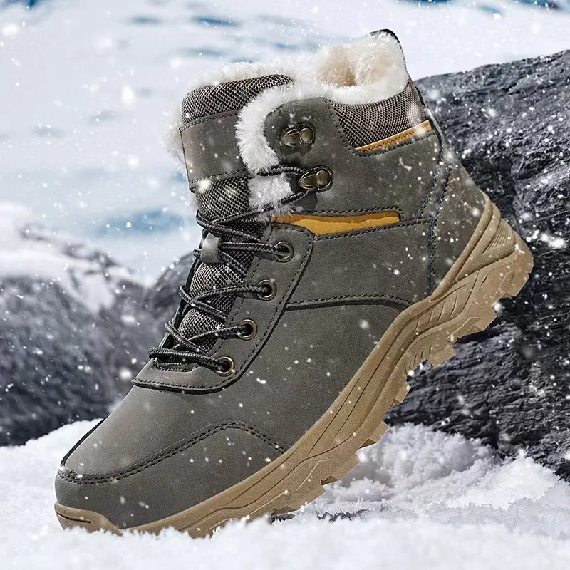 Non ald-Bottes de neige épaisses et chaudes pour hommes, bottes de rinçage à plateforme, imperméables, randonnée en plein air, canadisme, grande taille, 48, hiver, nouveau, 2025