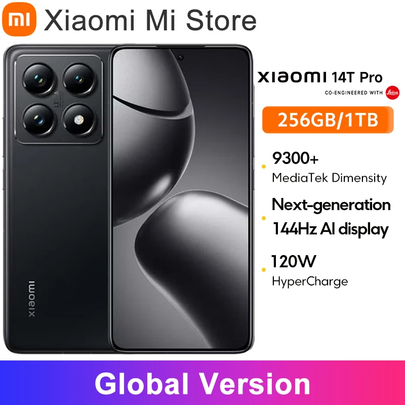 Xiaomi 14T Pro 5G Global Version Smartphone Dimensity 9300+ 50MP Leica Camera 50W wireless 120W HyperCharge NFC 144Hz AI Display