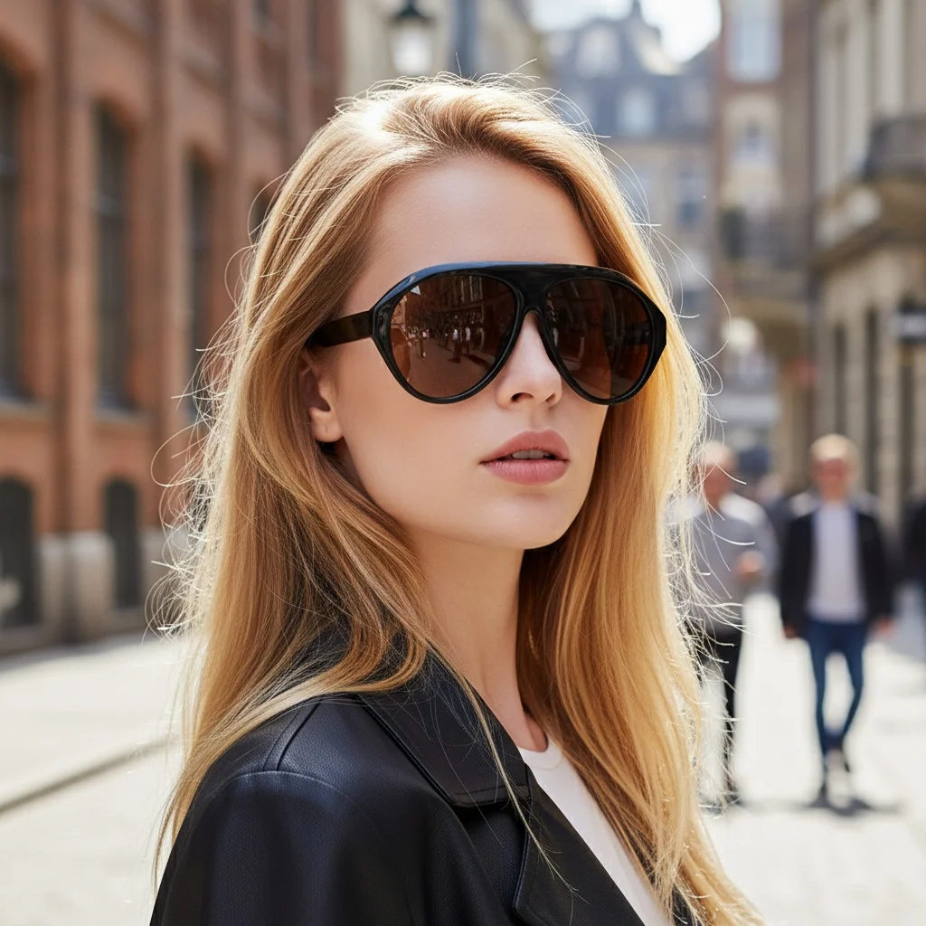 Fashionable Large-frame Pilot Sunglasses With Sun Protection And Retro Vibe-blocking Uv Protection Glasses 3084 image 2