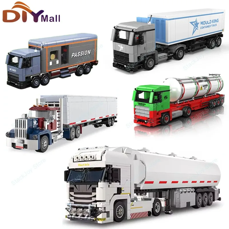 

MOC Heavy Truck Building Blocks European American Style Container Car Tanker RV Model Technical Vehicle Toy Gift for Kids Adults