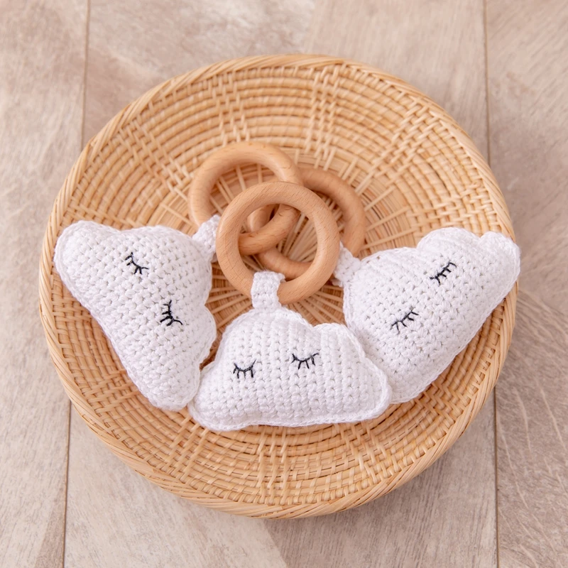 

Baby Wooden Toys Beech Wood Moon Rattle Car Blocks Toy Crochet Cloud Teether Ring Baby Product Mobile Pram Crib Toy Newborn Gift