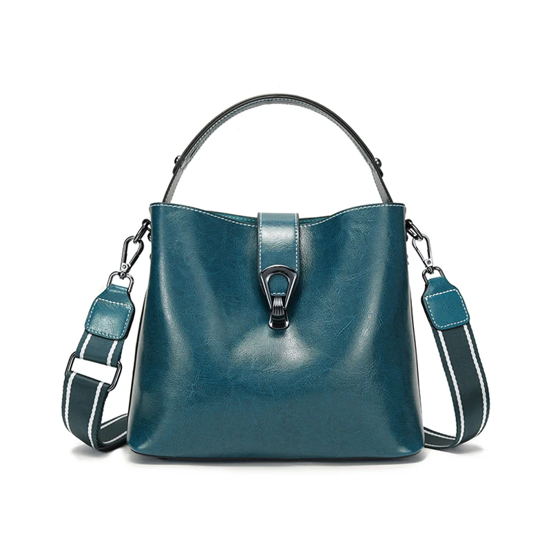 

Ladies Cowhide Genuine Leather Bag Women's Retro Versatile Shoulder Handbag for Female Commuting Underarm Bucket Crossbody Bags