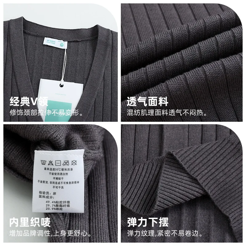 الرجال خمر عادية فضفاض الخامس الرقبة شريط سترة مشغولة من الصوف سترة سترة رجل الكورية موضة الأعمال البلوز تريكو معطف