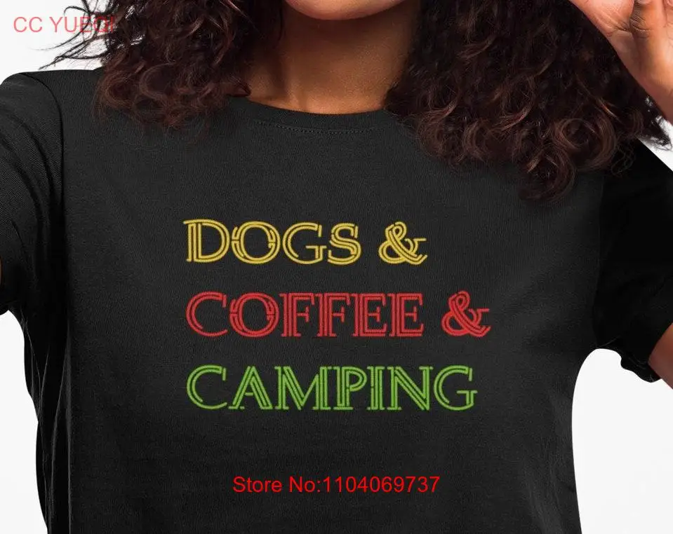 Dogs Coffee Camping T shirt Sun Summer Mountain Hiking Holiday vacations for Him Her Animal Lovers Pet Puppies Campfire Vibes