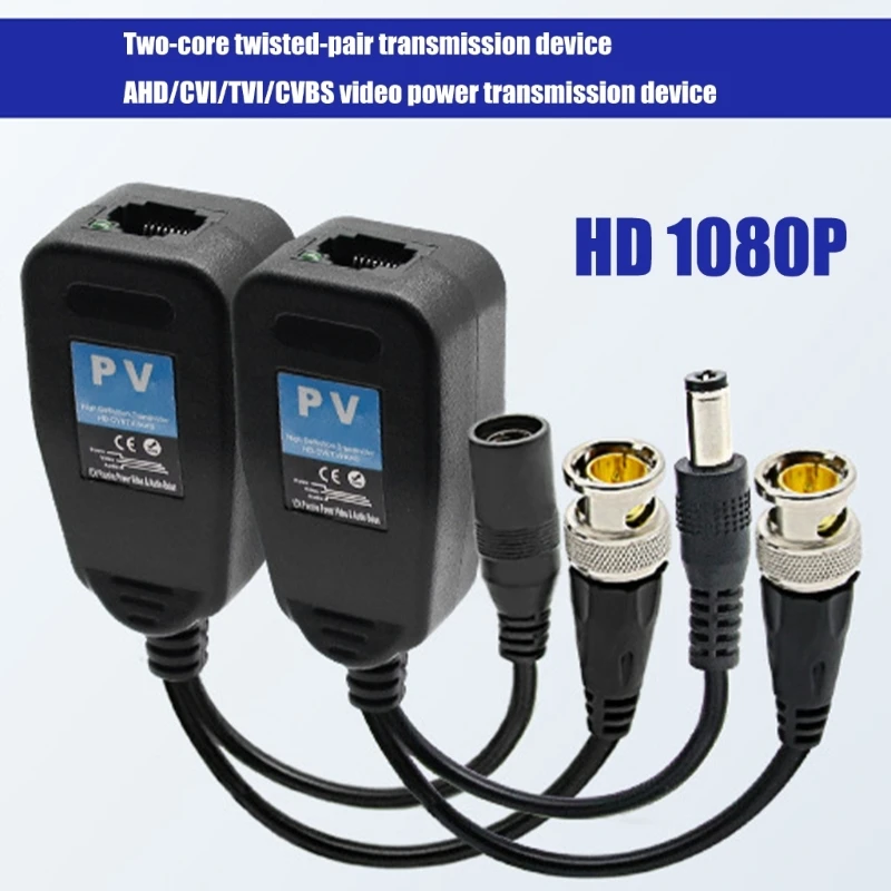 2 قطعة Balun RJ45 CCTV جهاز إرسال واستقبال الفيديو اقناع BNC موصلات طاقة العرض لكاميرا HDCVI HDTVI AHD التناظرية عالية الوضوح #3