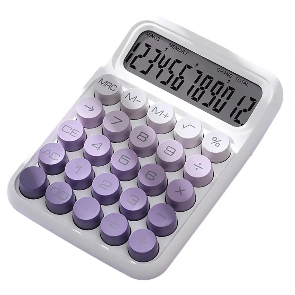 Calculadora de máquina de escribir Retro, calculadora mecánica de Color degradado Vintage con pantalla Lcd para el hogar y la Oficina, 12 unidades