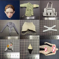 Mr.Z CG001 A 1/6 Female Soldier Head Carving Down Coat Shorts Shoulder Bag Model For 12'' Action Figure Body In Stock