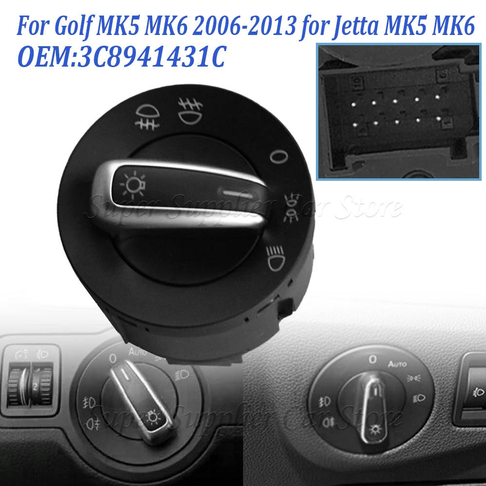 

New Headlight Control Switch Fog Light Knob For VW Golf 5 6 GTI Mk5 Jetta 5 Passat B6 Touran Tiguan SEAT ALHAMBRA 5ND941431A