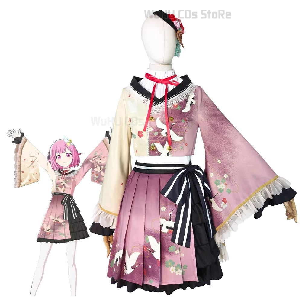 

Game Project Sekai Cosplay Akiyama Mizuki Cosplay Costumes Pink Kimono Dress Wig Women Halloween Party Roleplay Suit Uniforms