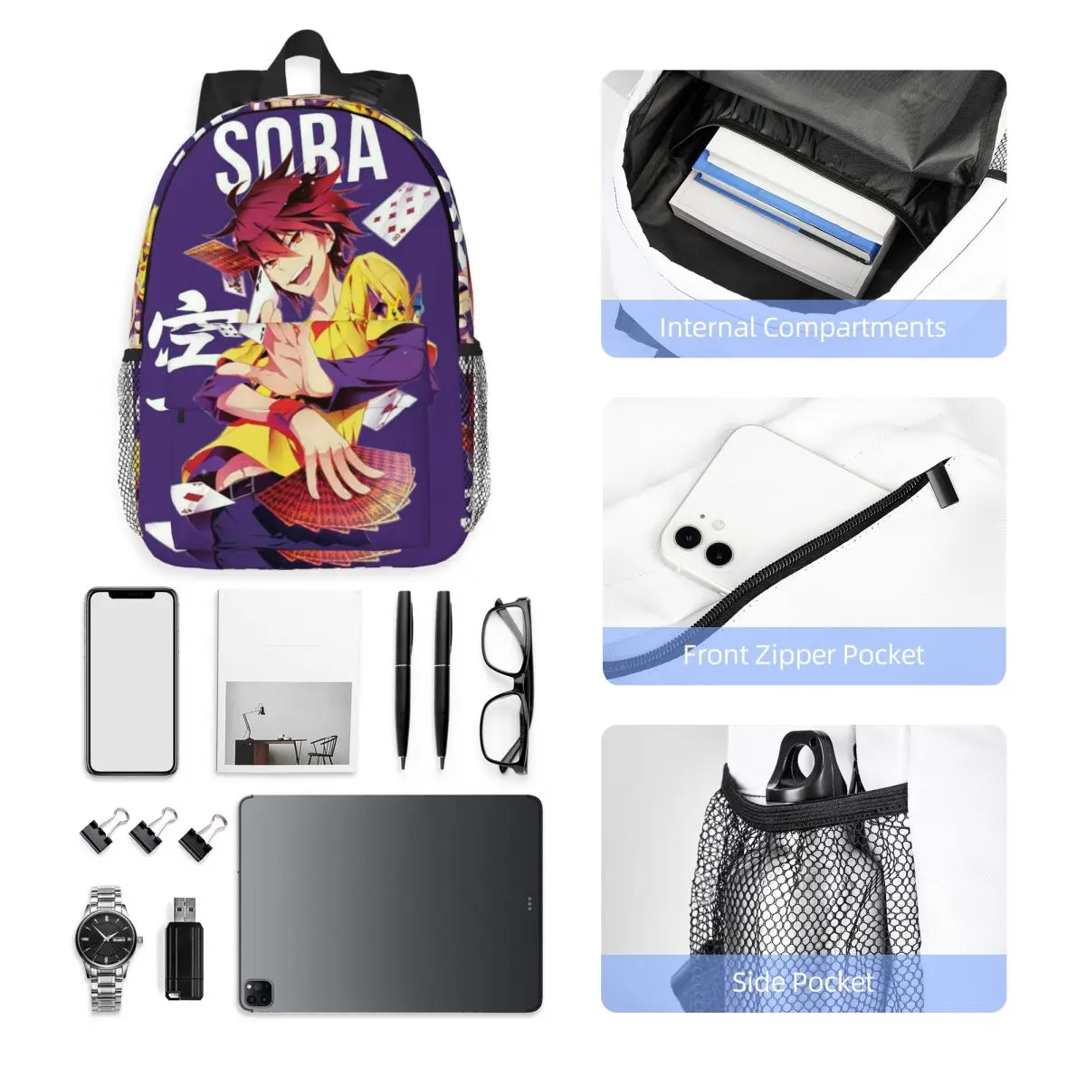 لا لعبة لا حياة أنيمي الكرتون على ظهره رائجة البيع Daypack سعة كبيرة بنين بنات BookBag حقائب كتف للرجال والنساء حقيبة مدرسية