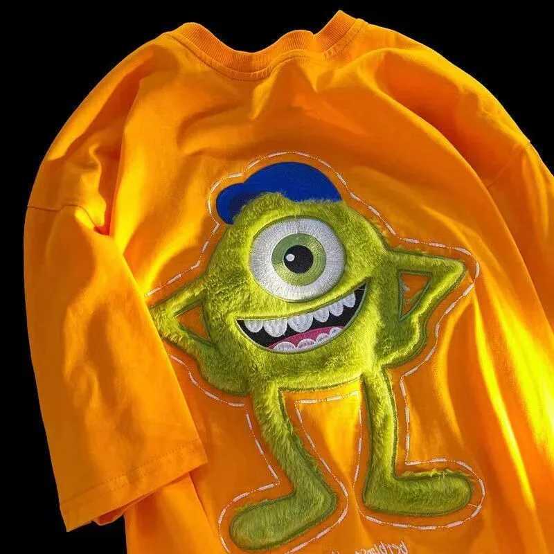 CyCartoon Mike Wazowski Monsters, Inc. T-Shirt Top Summer Casual Plus Size Women's Short Sleeve Mr.Q Hip Hop Streetwear Top