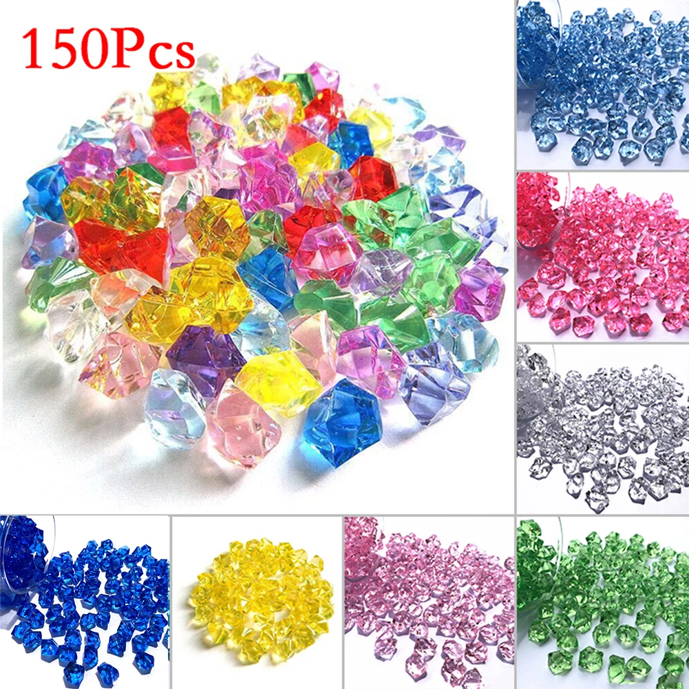 150Pc Acrylic Crystal Gem Stones 11x14mm Crushed Ice Rock Colorful Fish Tank Vase Jewelry Ornament For Household DIY Decoraction