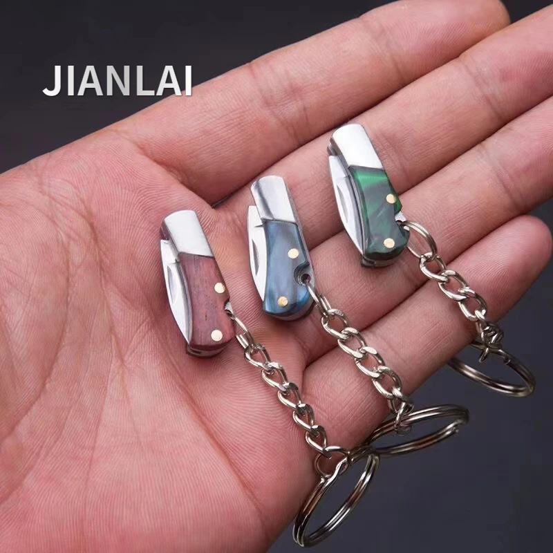 New Mini Acrylic Folding Fruit Knife Outdoor Self Defense EDC Portable Keychain Hanging Outdoor Unpacking Creative Hanging Knife