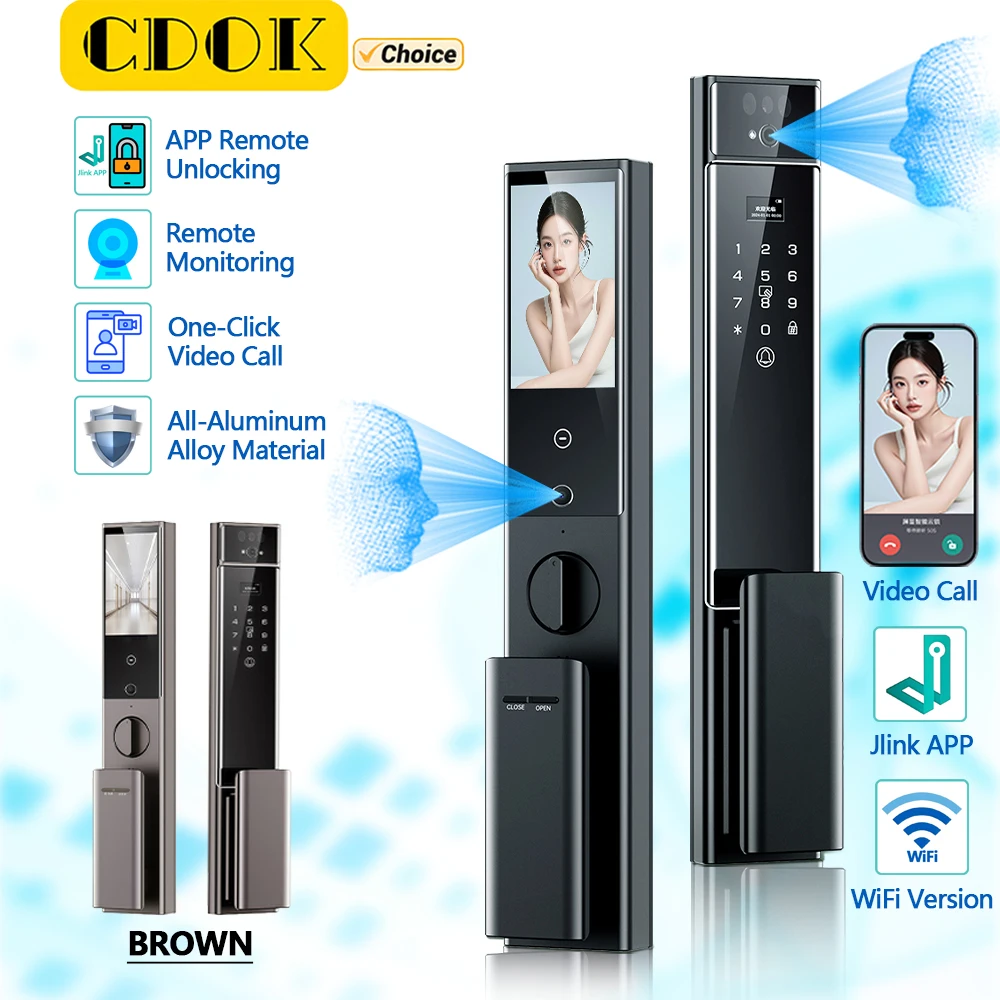 

CDOK S90 WiFi smart lock, dual cameras, one-touch video call, APP remote unlocking, all-aluminum alloy material