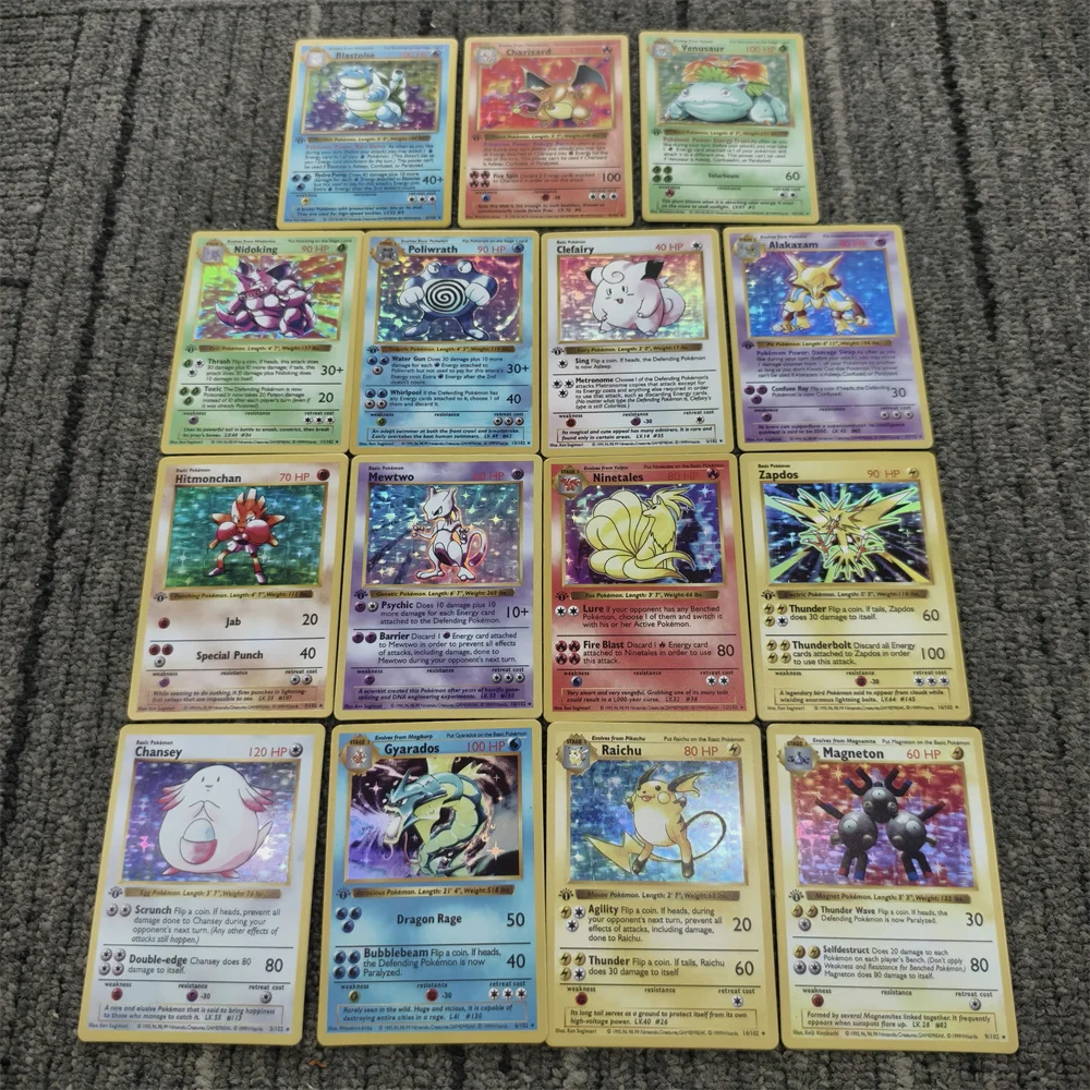 Pkm Holographic Flash Proxy การ์ดเดี่ยวประณีตเกมอะนิเมะการ์ตูน First Generation PTCG PROXY การ์ดที่ดีที่สุดของขวัญรวบรวม