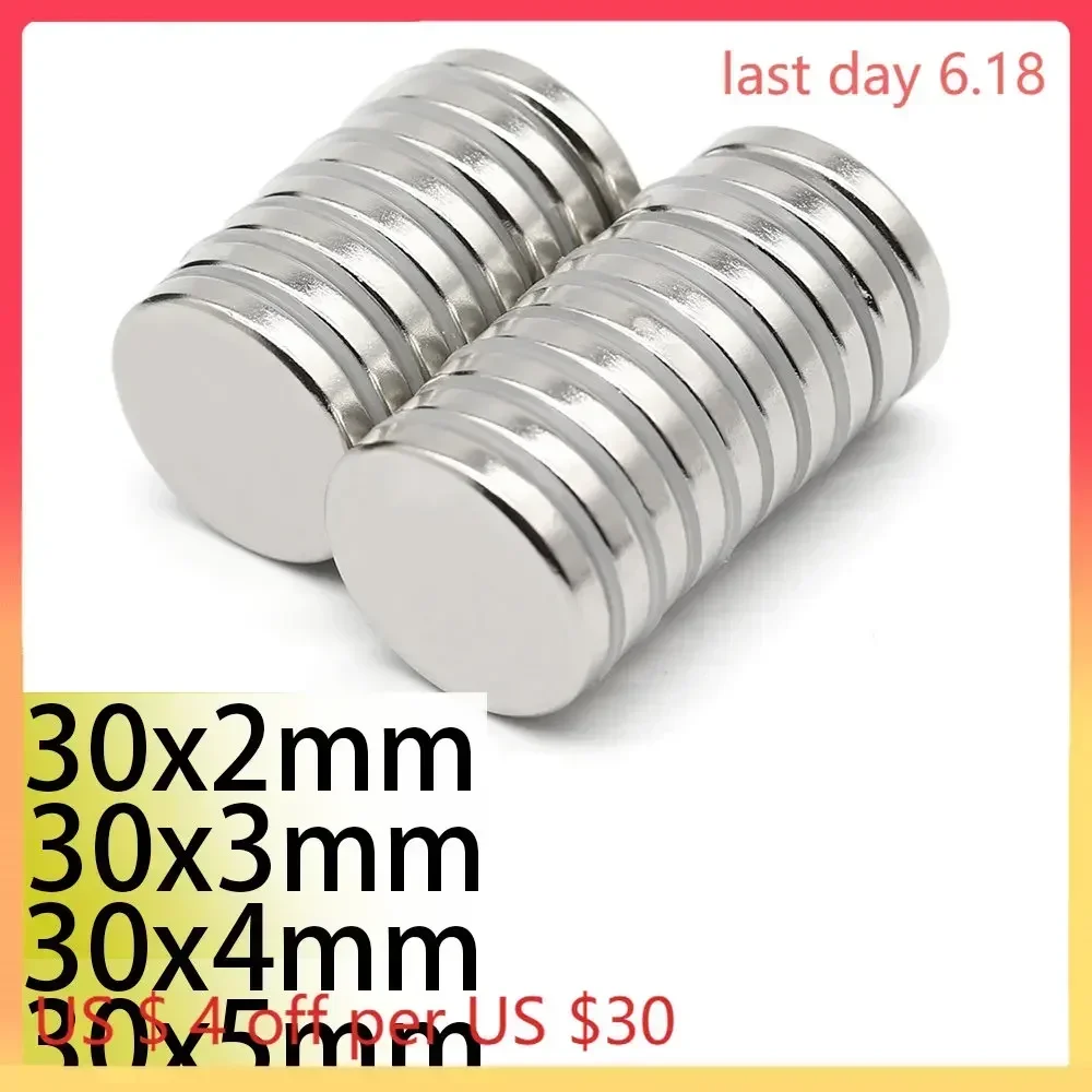 N52  30x2 30x3 30x4 30x5 Strong Disc n35 Motor Neodymium Magnet Round Magnets Search Plate Strong Motor Fridge Customised 30*3