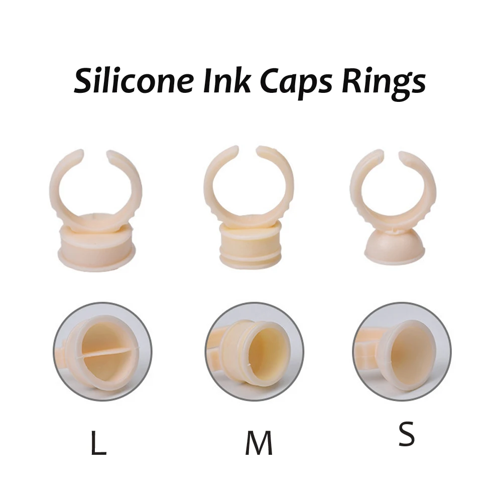 Tattoo Ink Rings Silicone Permanent Makeup Eyebrow Eyelash Pigment Caps Rings