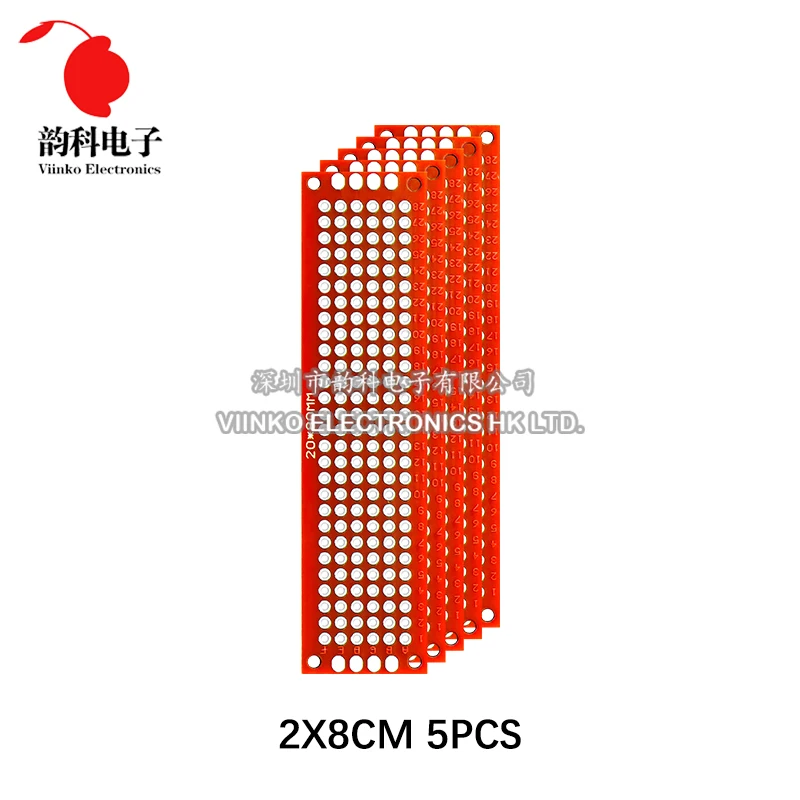 5PCS PCB Protoboard Red Double Side Prototype Board 2x8cm 3x7cm 4x6cm 5x7cm 7x9cm Printed Circuit Boards DIY Electronic Kit