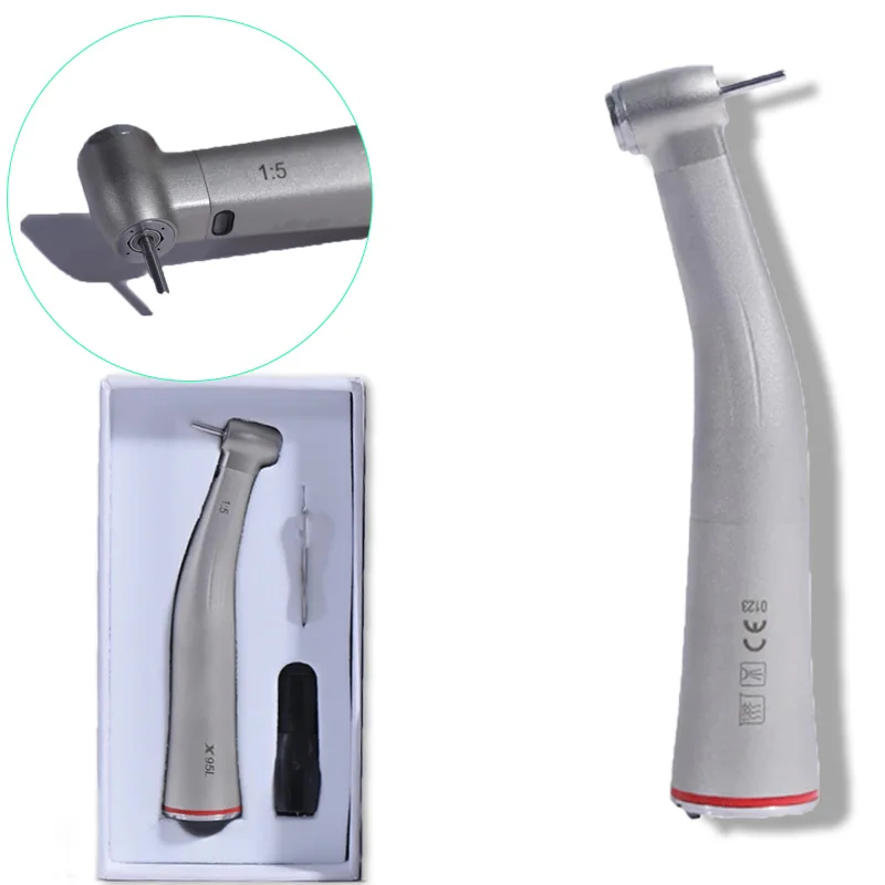 contraangulo Dental 1:5 Increasing Speed Handpiece Against Contra Angle LED Optic Fiber Quattro Spray Red Rings Dentista Tools