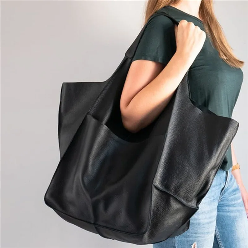 Soft Large Capacity Tote Bag Shopper Bag Women Handbag Luxury Pu Leather Shoulder Bag Retro Oversized Women's Bag Trend