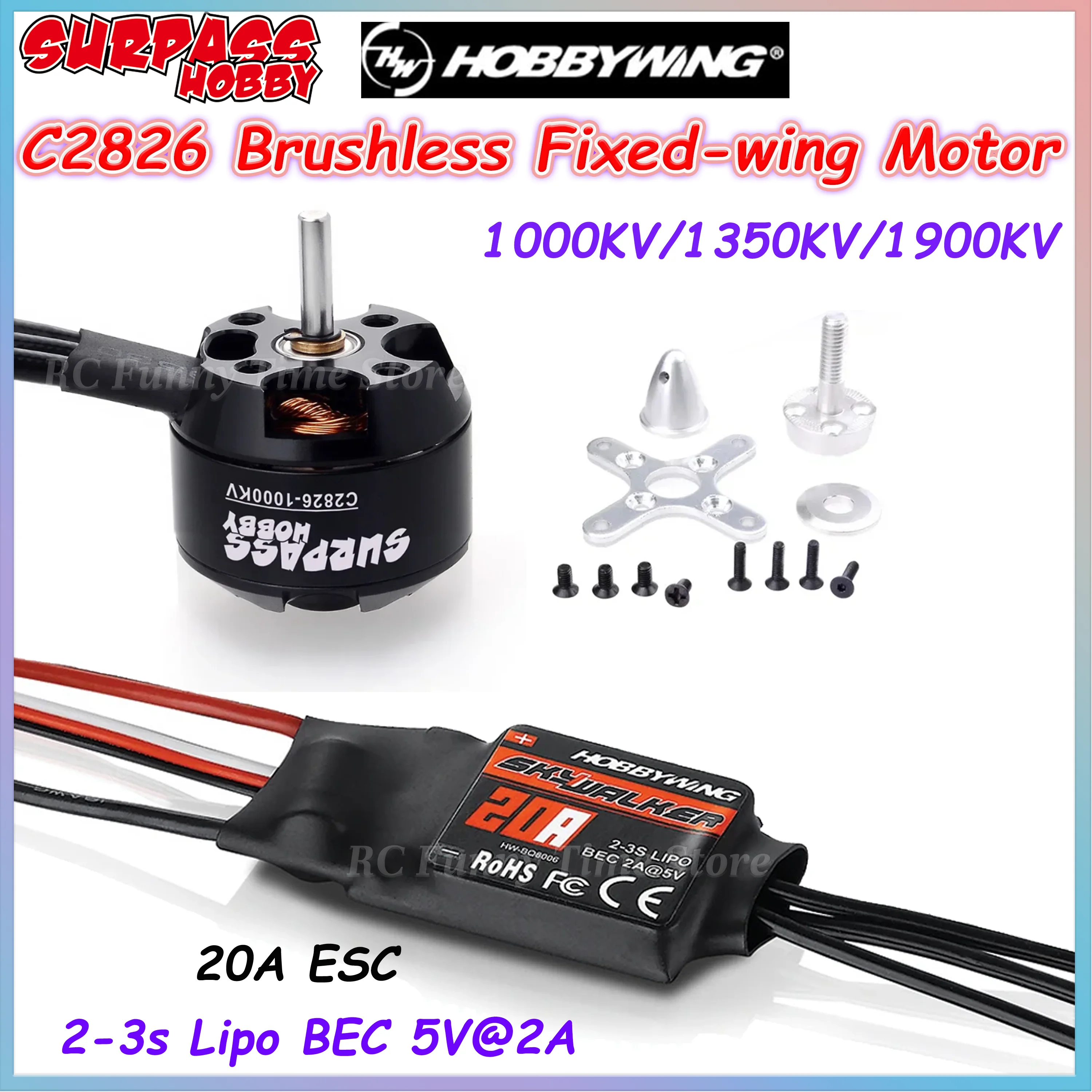 

Бесколлекторный двигатель SURPASS HOBBY C 2826 1000KV 1350KV 1900KV и регулятор скорости Skywalker V2 20A ESC для радиоуправляемых самолетов, вертолетов и квадрокоптеров
