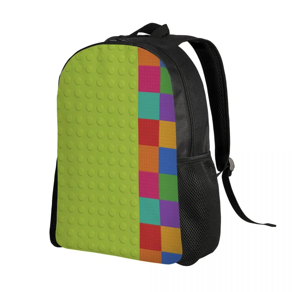Personalized Colorful Building Plastic Brick Toy Blocks Patterns Backpacks Men Women Casual Bookbag for College School Bags