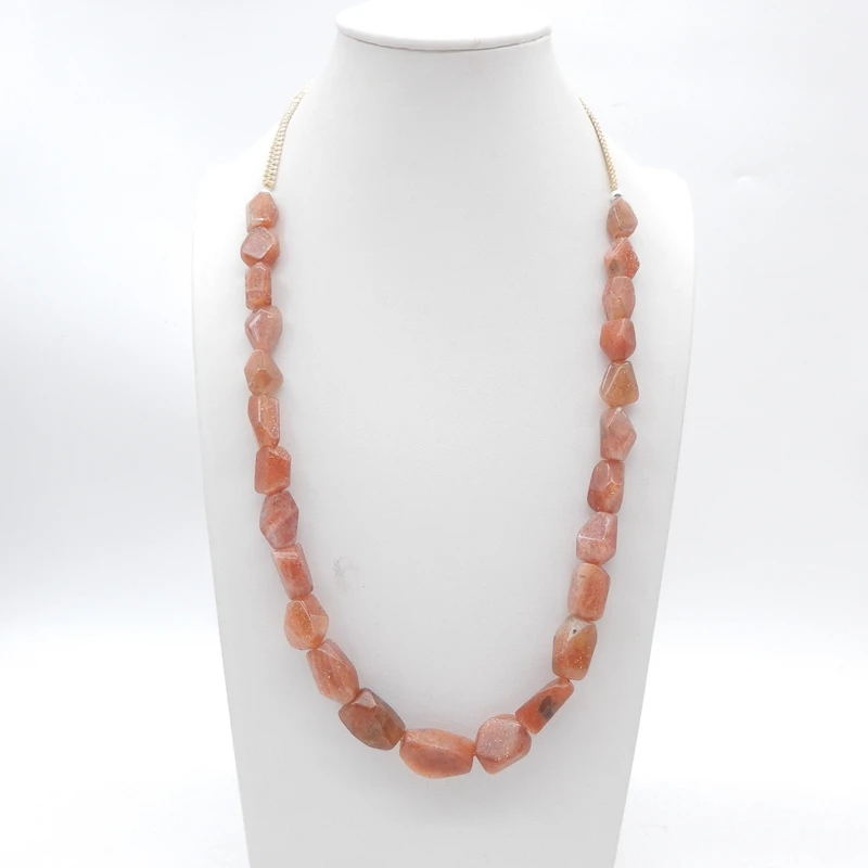 

Natural Red Sand Sun Stone Necklace Fashion 21x10mm 12x9x8mm 22-32 Inches Trendy Semiprecious Accessory 56g