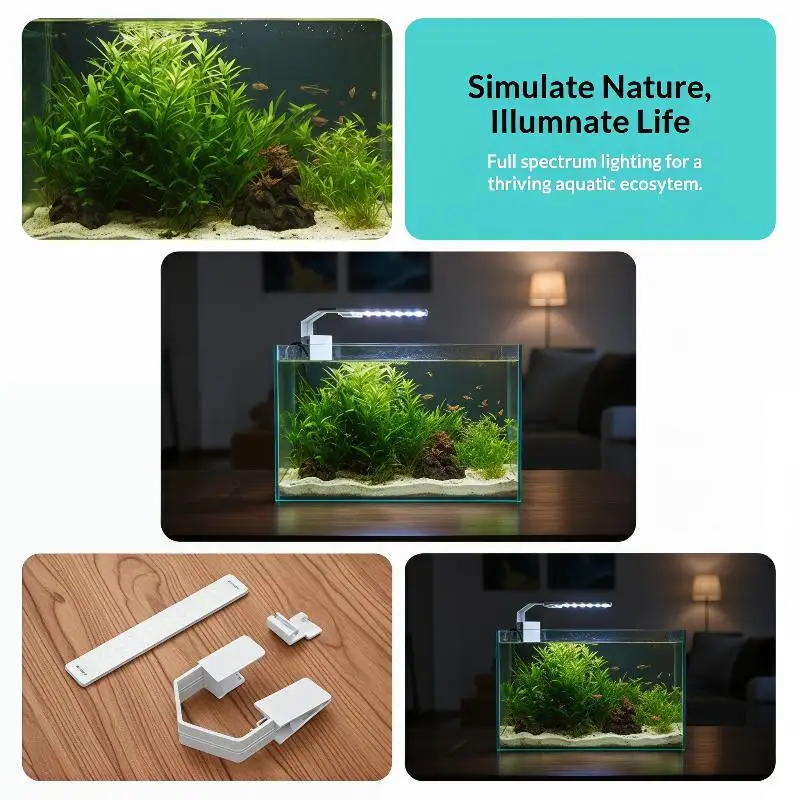 New Aquarium USB LED Fish Tank Light Energy Efficient Waterproof Clip On Aquarium Lighting For Aquatic Plants And Small Tanks