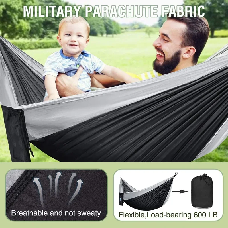 270x140cm Portable Hammocks Nylon Color Parachute Fabric Single and Double Size Outdoor Camping Hiking Garden Hammock image 6