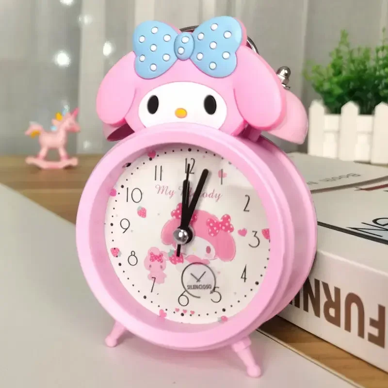 Cinnamoroll Sanrio Kuromi Cartoon Alarm Clock Student Silent Creative Cute Children's Bedroom Bedside Table 3-inch Clock