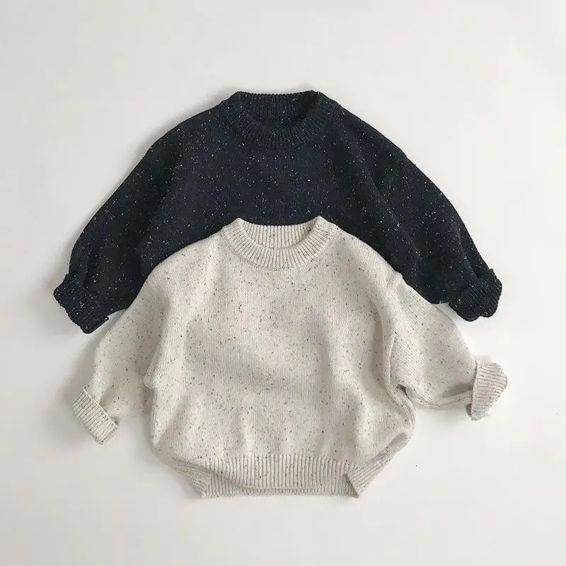 

Autumn New Children Casual Sweater Cotton Baby Boys Knitted Pullover Tops Girls Colorful Point Sweater Kids Long Sleeve Knitwear