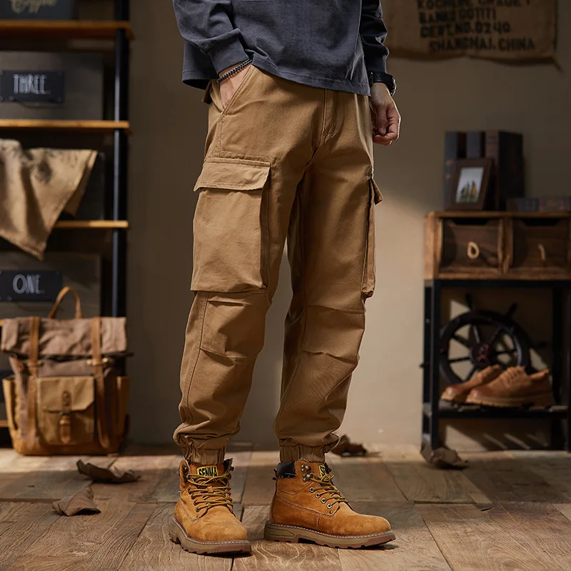 Men's  Cargo Pants  Casual Loose Large Size Harlan Pants Simple Versatile Little-legged Multi-bag Trousers Pantalones Hombre