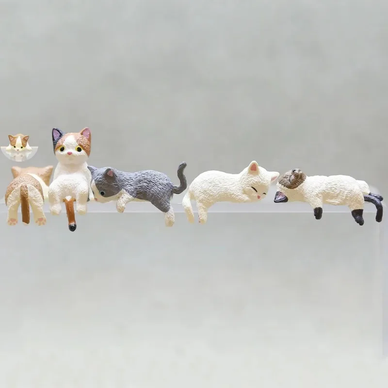 1Pc Cute Cartoon Cat PVC Home Decoration for Water Cup Lid Computer Top Fish Tank Aquarium Edge Micro Landscape Desk Ornaments