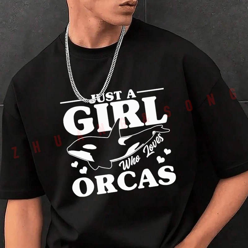 

Just A Girl Who Loves Men's Print T-Shirt Fashionable Casual Street Style Suitable For Travel And Sports Tshirt Tee