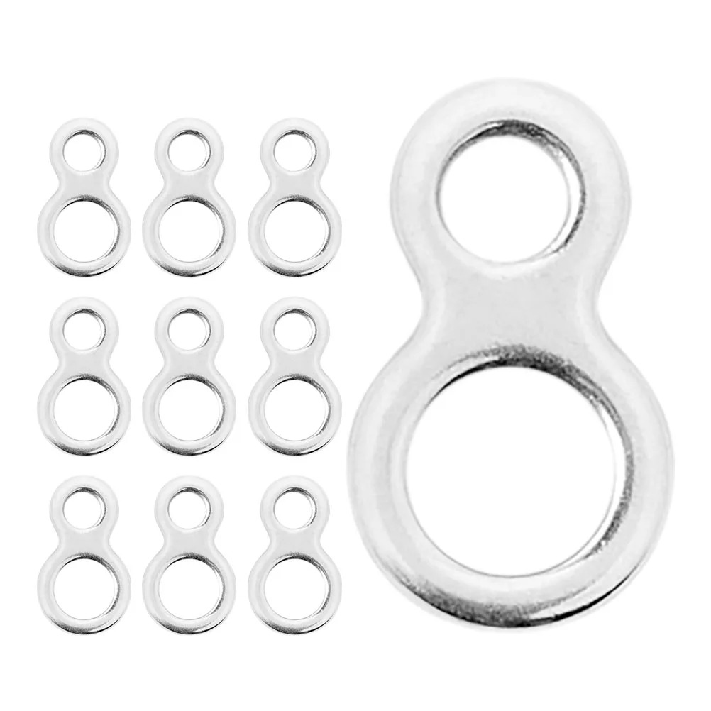 

10 PCS Eight Figure Ring Connector Fishing Hooks Rings Silver Stainless Steel