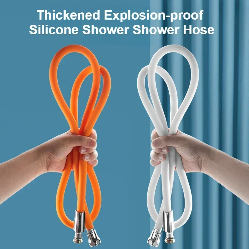 

High Quality Silicone Shower Hose 1.5/2M Flexible Bath Pipe Anti-Winding High Pressure Shower Tube Bathroom Accessories
