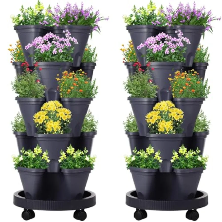 

Набор из 2-х 5-ярусных вертикальных кашпо для клубники, трав, цветов и овощей, для выращивания в помещении и на улице
