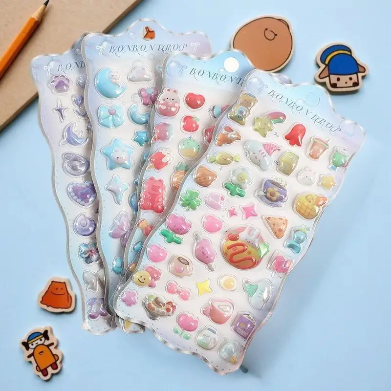 Nouveaux autocollants de dessin animé en Relief 3D, Mini décalcomanies de 1/4 feuilles pour le journal