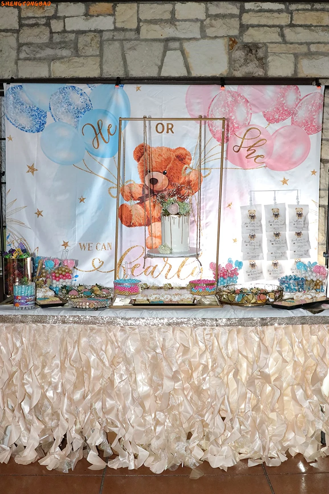 Arrière-plan de Photographie Personnalisé avec Ballons, Ours, pour ixPréChristophe, Anniversaire d'Enfant, Décor de Table de Gâteau, Bannière, Affiche, Photobooth