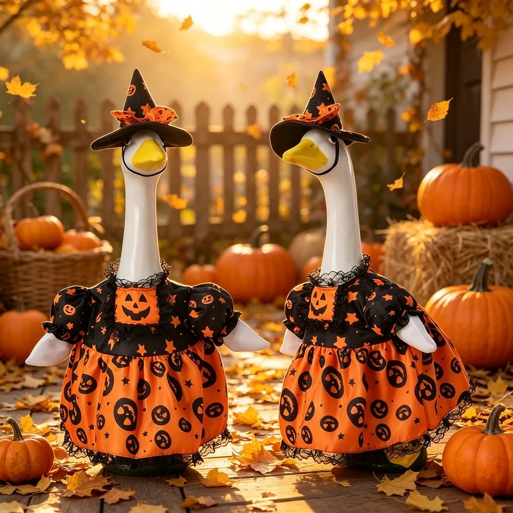 2026 New Halloween Porch Goose Costume Set with Hat  Dress Up Accessory Outdoor Courtyard Lawn Decor No Attached Goose Figurine